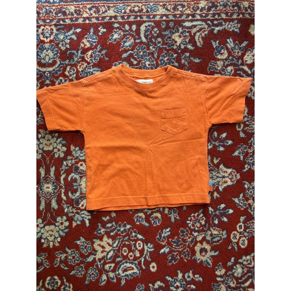 Vintage 1998 Gymboree Rainbow Tag Orange Cotton Pocket Tee Shirt Kids Baby XS 2T